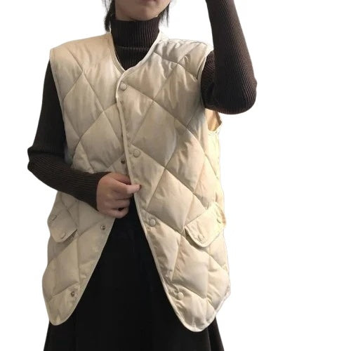 Emilia Women’s Quilted Vest – Soft-Matte Cotton Shell with Diamond Stitch Design