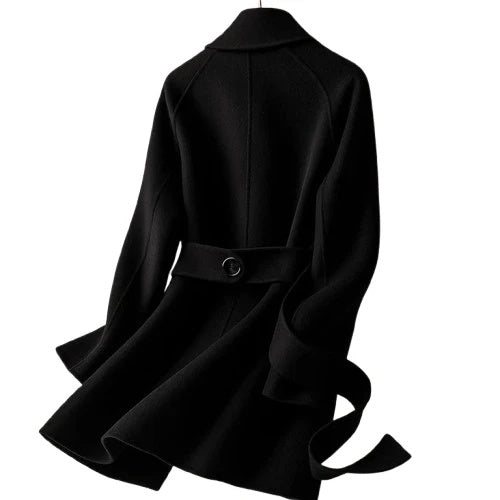 Daphne Women’s Wool Wrap Coat – Double-Breasted Belted Overcoat