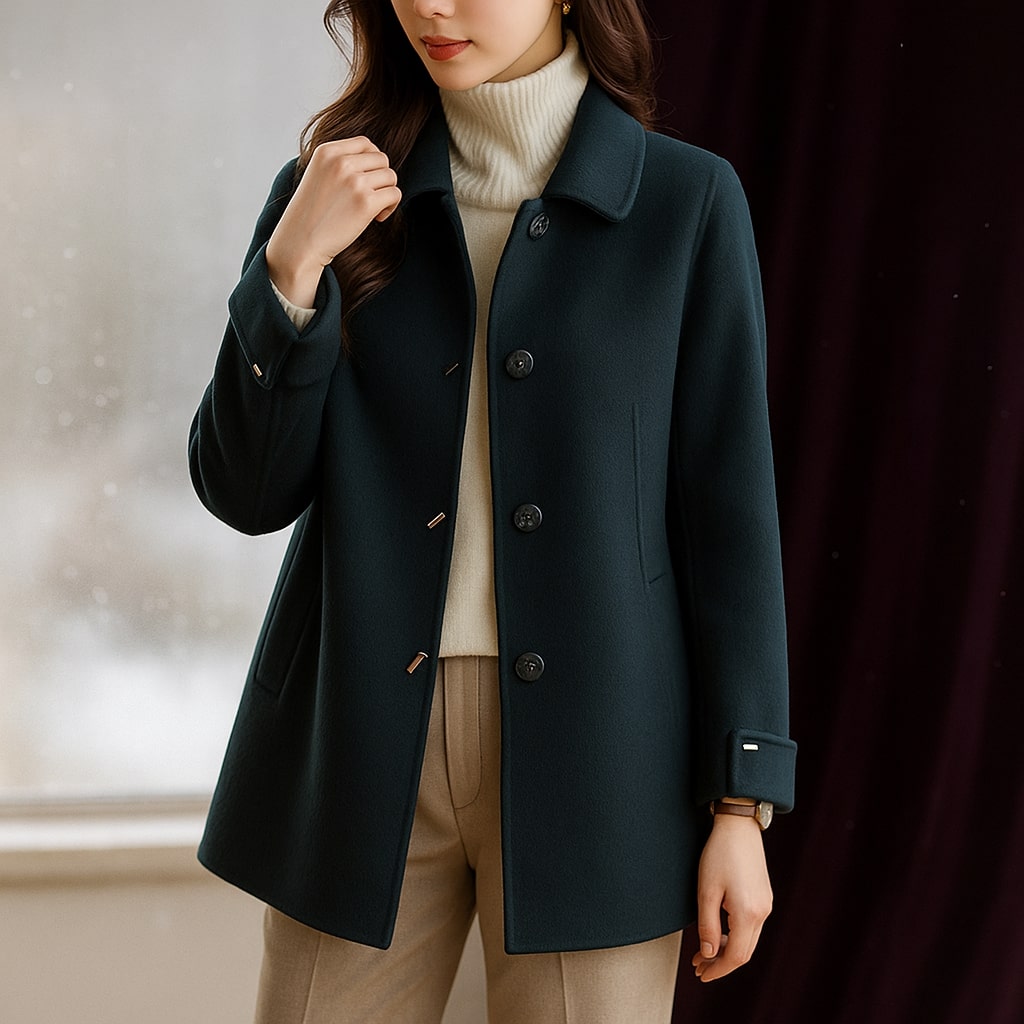 Dara Women’s Wool Coat – Tailored Button-Front Winter Jacket