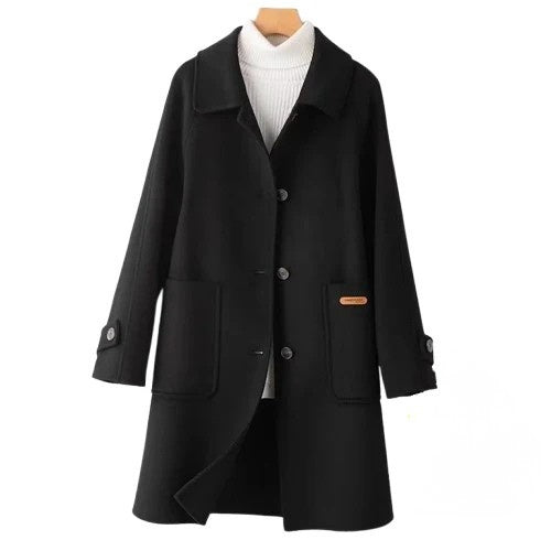 Clara Women’s Long Coat – Single-Breasted Winter Overcoat