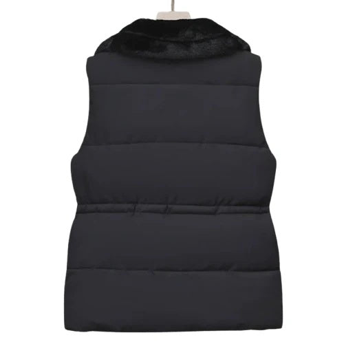 Evelina Women’s Fleece Puffer Vest – Sherpa-Collar Quilted Gilet for Cold Weather