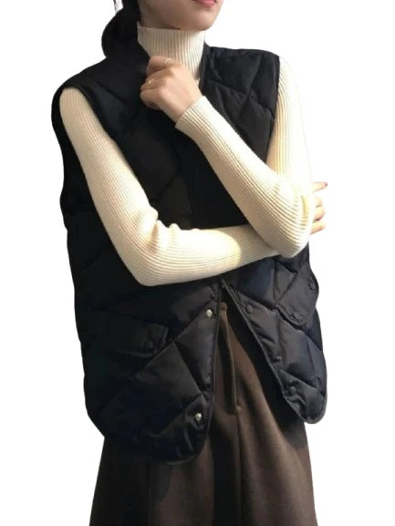 Emilia Women’s Quilted Vest – Soft-Matte Cotton Shell with Diamond Stitch Design