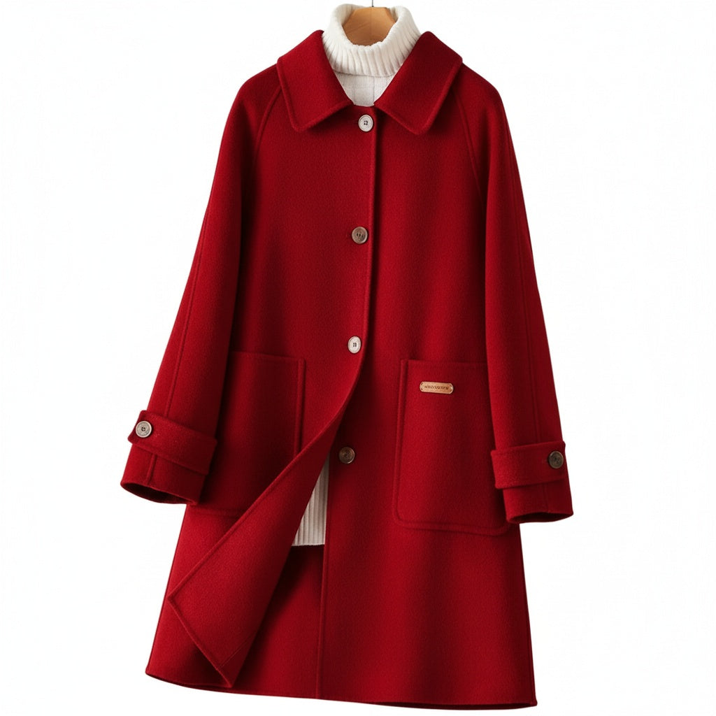 Clara Women’s Long Coat – Single-Breasted Winter Overcoat