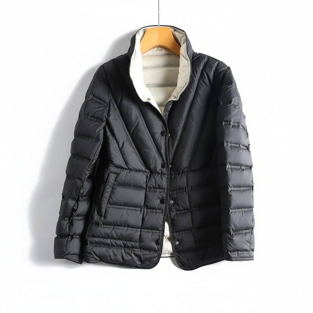 Elora Women’s Down Puffer Jacket – Reversible Lightweight Quilted Winter Coat