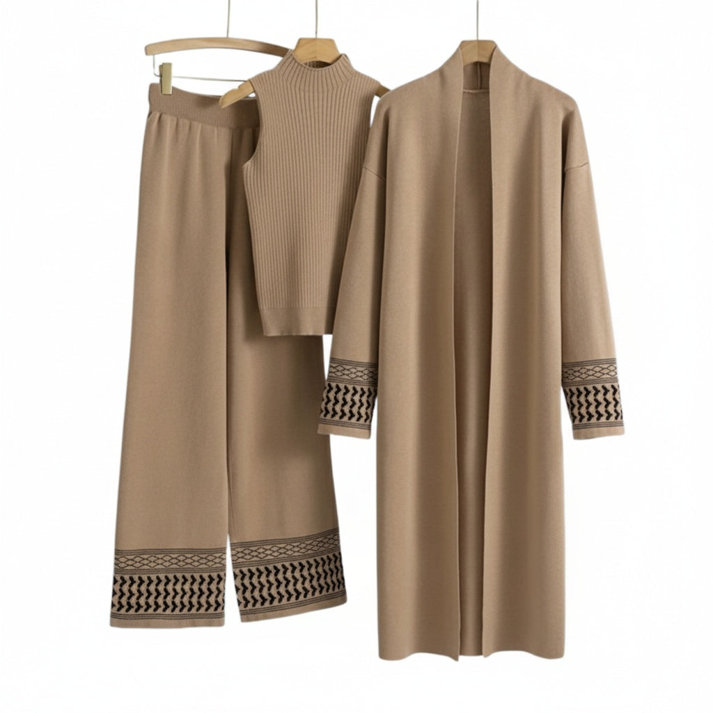 Gianna Women’s Lounge Set – Embroidered Viscose Outfit with Open Cardigan