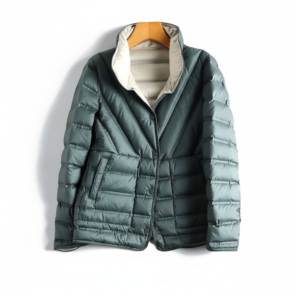 Elora Women’s Down Puffer Jacket – Reversible Lightweight Quilted Winter Coat
