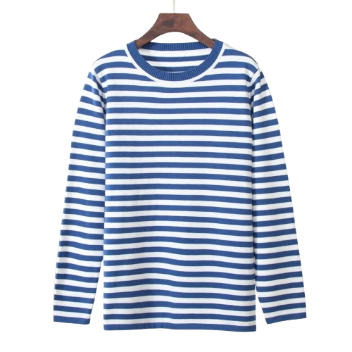 Alina Women’s Striped Cotton Shirt – Classic Breton Long Sleeve Top