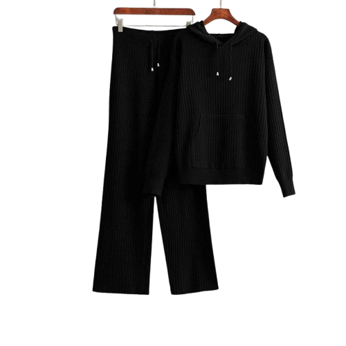 Adele Women’s Lounge Set – Soft Ribbed Cotton Hoodie & Relaxed Pants