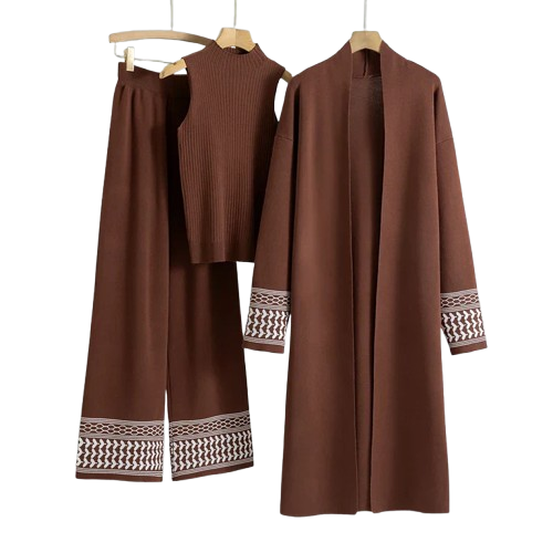 Gianna Women’s Lounge Set – Embroidered Viscose Outfit with Open Cardigan