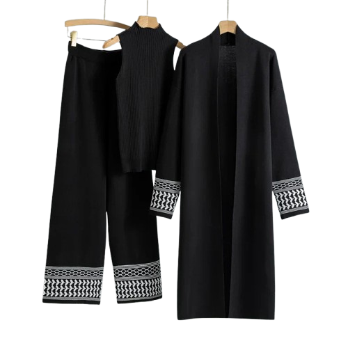 Gianna Women’s Lounge Set – Embroidered Viscose Outfit with Open Cardigan