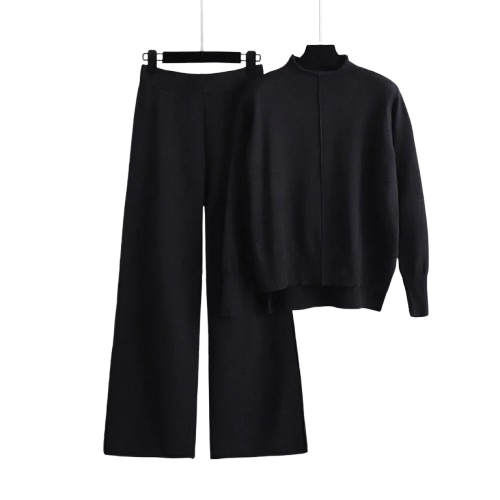 Elena Women’s Lounge Set – Soft Knit Sweater & Wide-Leg Pants