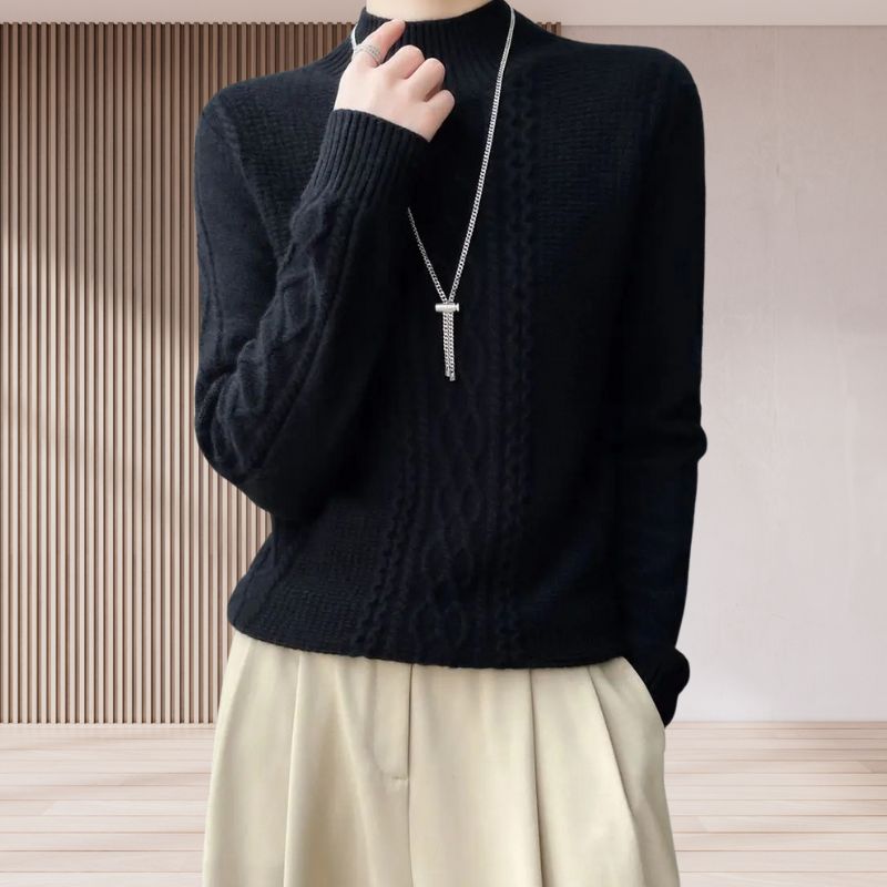 Flora Women's Turtleneck Sweater – Premium Lambswool Knit Sweater for Cozy Fit