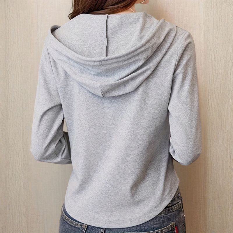 Cassia Women’s Pullover Hoodie – Cotton Stretch Henley Top