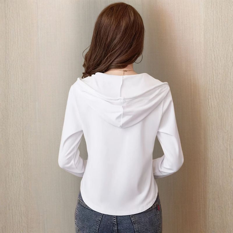 Cassia Women’s Pullover Hoodie – Cotton Stretch Henley Top