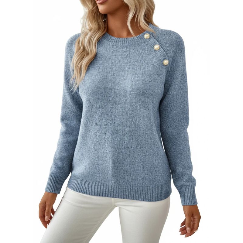 Asiya Women’s Turtleneck Sweater – Soft Knit Pullover with Elegant Pearl Detailing