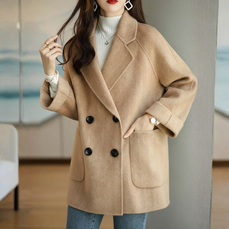 Florian Women’s Wool Coat – Herringbone Double-Breasted Winter Overcoat