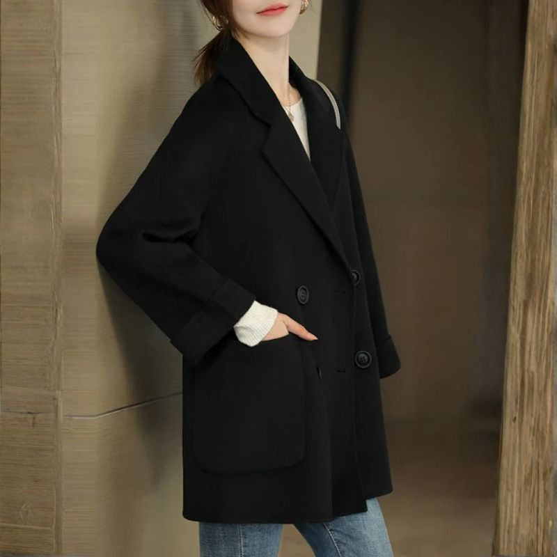 Florian Women’s Wool Coat – Herringbone Double-Breasted Winter Overcoat