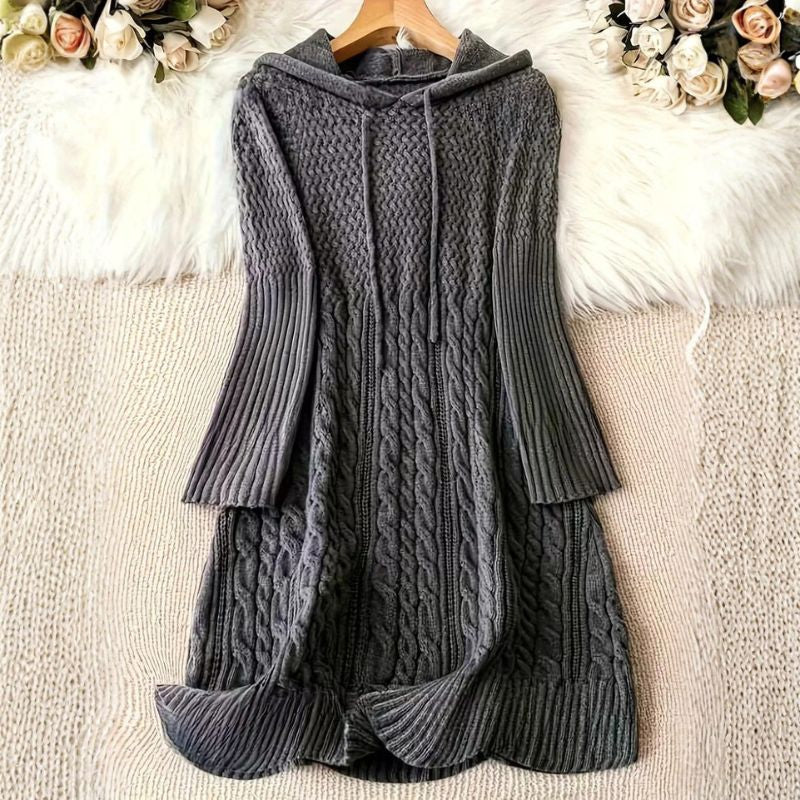 Adalyn Women’s Sweater Dress – Hooded Knit Dress with Long Sleeves for Cozy Style
