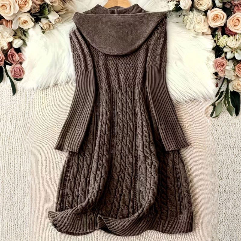 Adalyn Women’s Sweater Dress – Hooded Knit Dress with Long Sleeves for Cozy Style