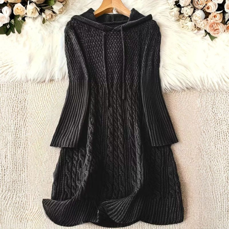 Adalyn Women’s Sweater Dress – Hooded Knit Dress with Long Sleeves for Cozy Style