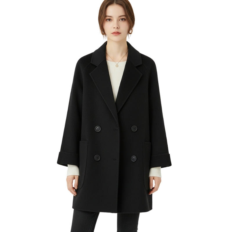 Florian Women’s Wool Coat – Herringbone Double-Breasted Winter Overcoat