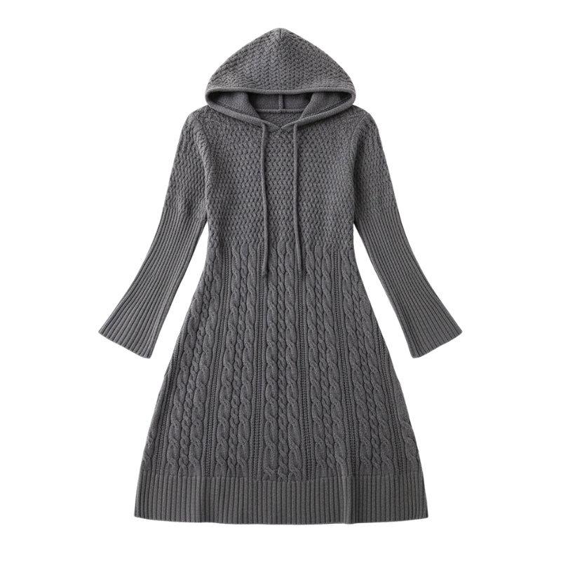 Adalyn Women’s Sweater Dress – Hooded Knit Dress with Long Sleeves for Cozy Style