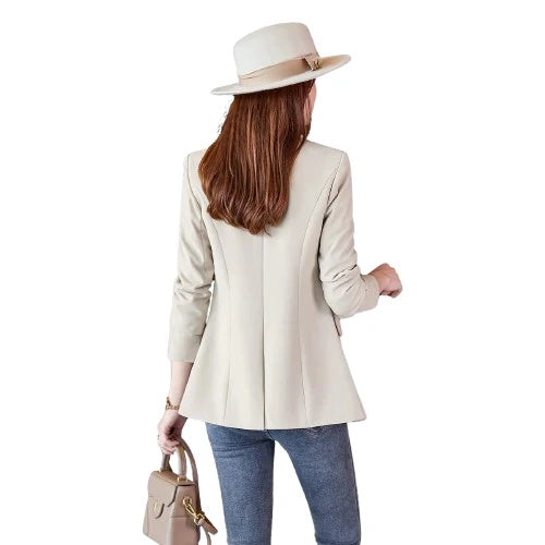 Bella Women’s Belted Blazer Jacket – Tailored Slim Fit with Suit Collar & Waist Cinch