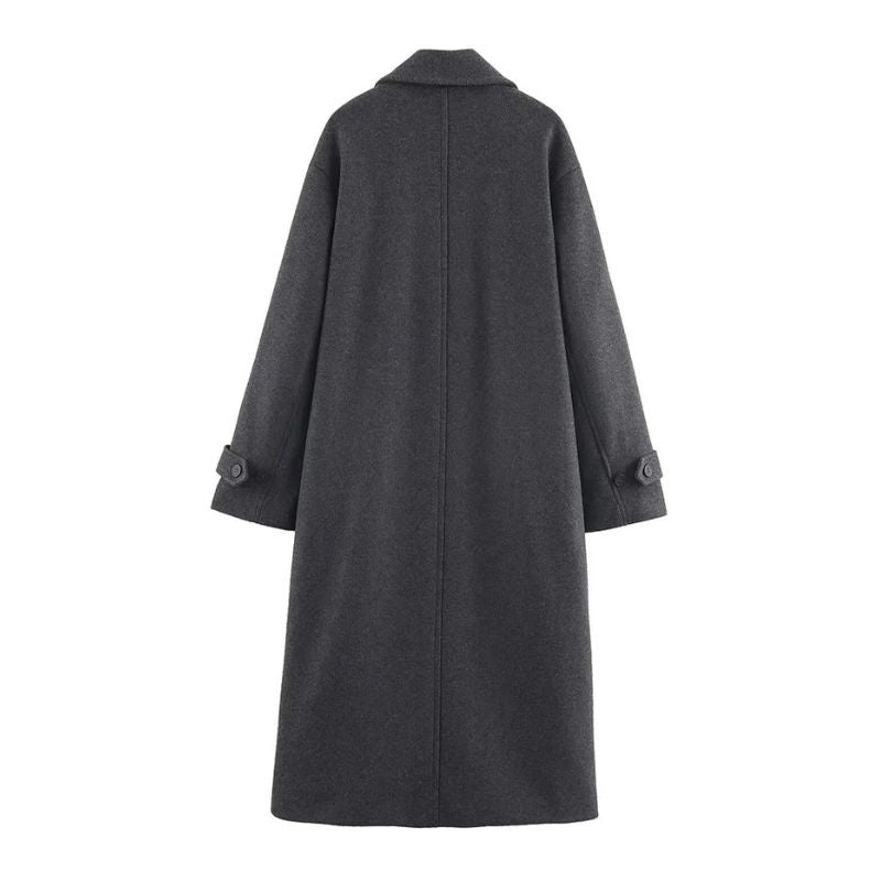 Amara Women’s Wool Coat – Elegant Double-Breasted Long Winter Overcoat