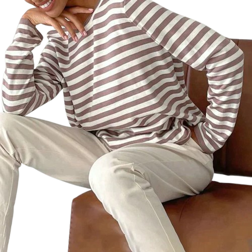 Alina Women’s Striped Cotton Shirt – Classic Breton Long Sleeve Top