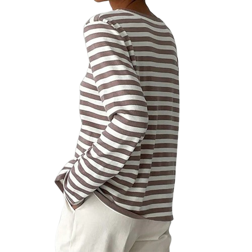 Alina Women’s Striped Cotton Shirt – Classic Breton Long Sleeve Top