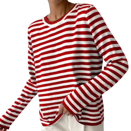 Alina Women’s Striped Cotton Shirt – Classic Breton Long Sleeve Top