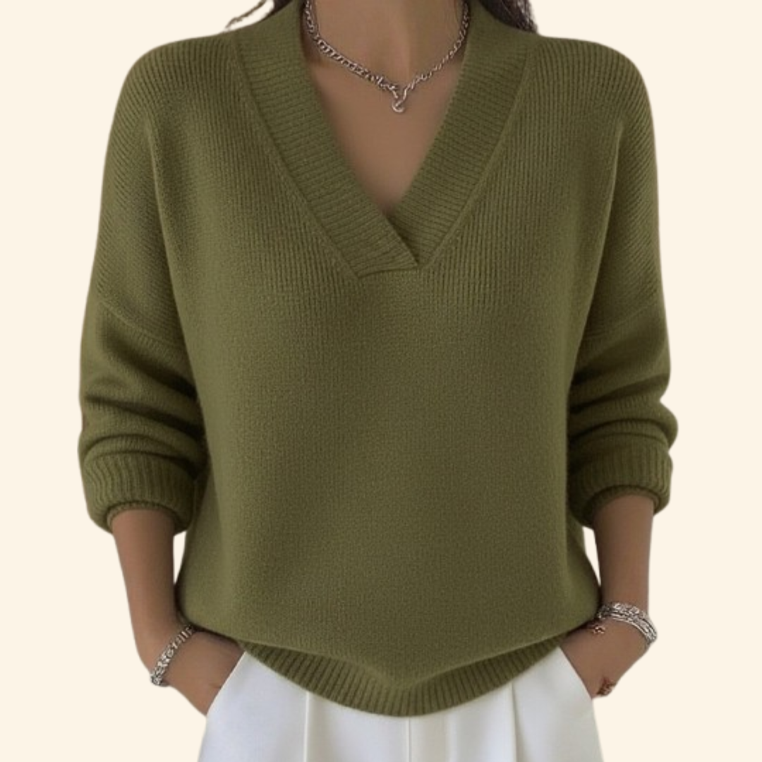 Aubrey Women’s Pullover Sweater – V-Neck Sweater for Everyday Comfort