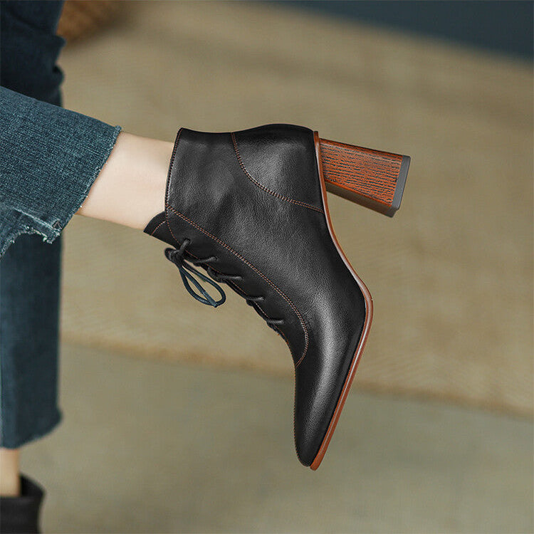 Fatima Women’s Ankle Boots – Pointed Toe Block Heel Booties