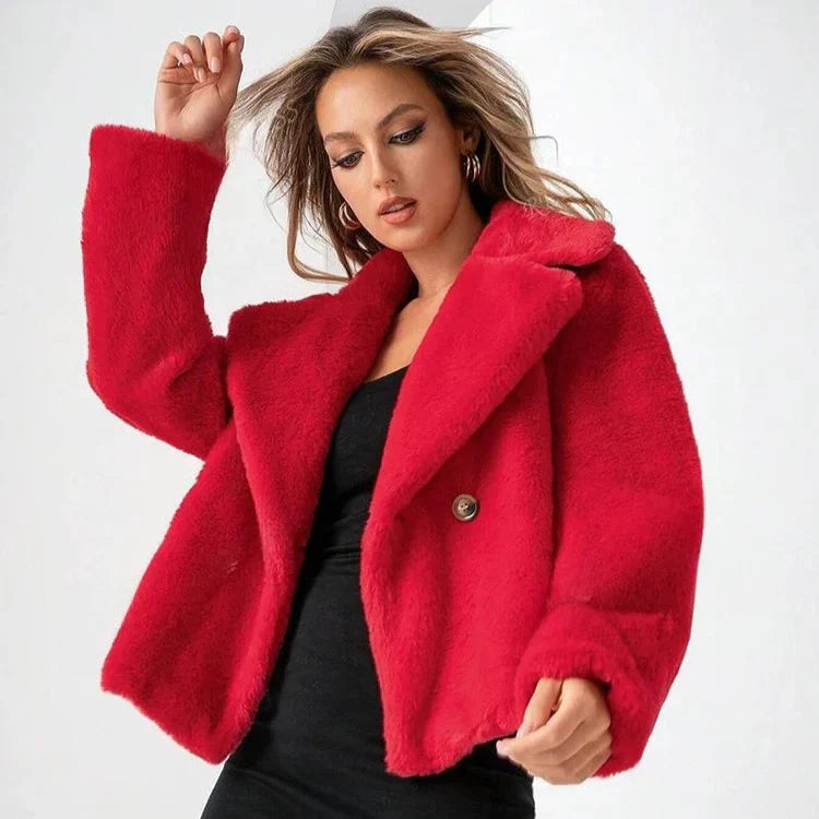 Anika Plush Jacket Women's – Sculpted Double-Breasted Jacket
