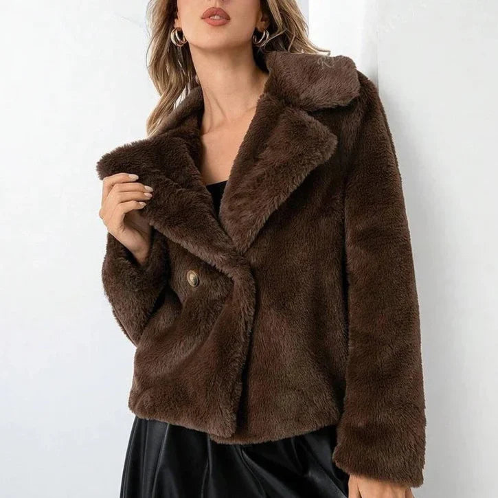 Anika Plush Jacket Women's – Sculpted Double-Breasted Jacket