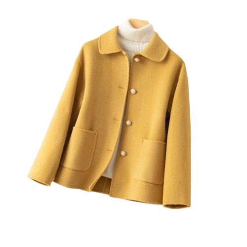 Cherry Women’s Button-Up Coat – Soft Wool Jacket with Spread Collar