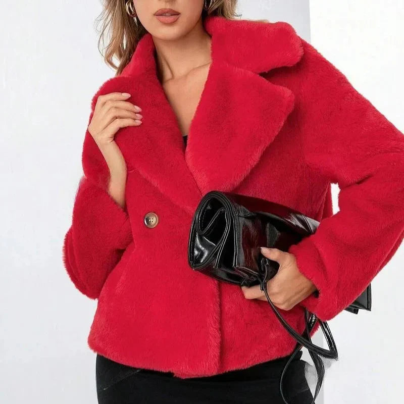 Anika Plush Jacket Women's – Sculpted Double-Breasted Jacket