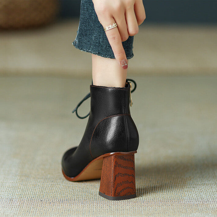Fatima Women’s Ankle Boots – Pointed Toe Block Heel Booties