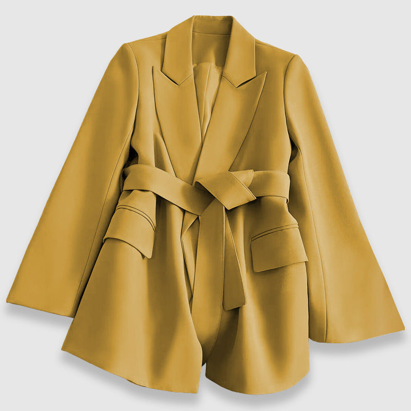 Emalyn Women’s Blazer Jacket – Belted Women’s Blazer with Elegant Lapel Collar