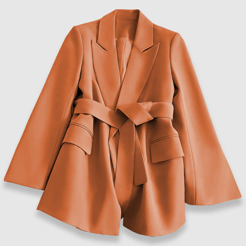 Emalyn Women’s Blazer Jacket – Belted Women’s Blazer with Elegant Lapel Collar