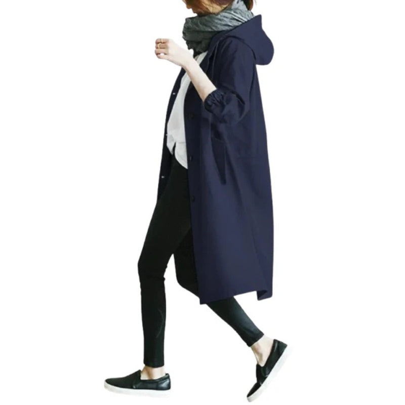 Anna Women’s Hooded Trench Coat – Lightweight Tailored Layer for Everyday Wear