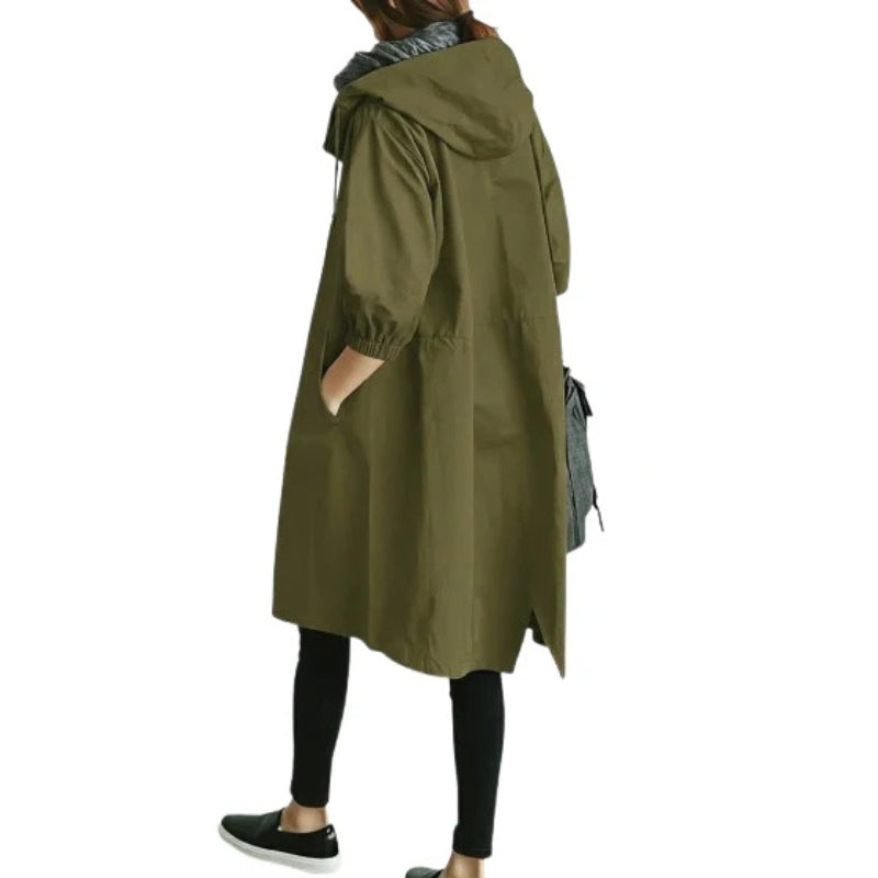 Anna Women’s Hooded Trench Coat – Lightweight Tailored Layer for Everyday Wear
