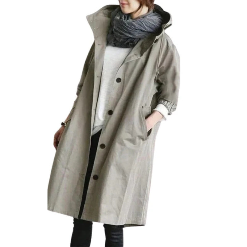Anna Women’s Hooded Trench Coat – Lightweight Tailored Layer for Everyday Wear
