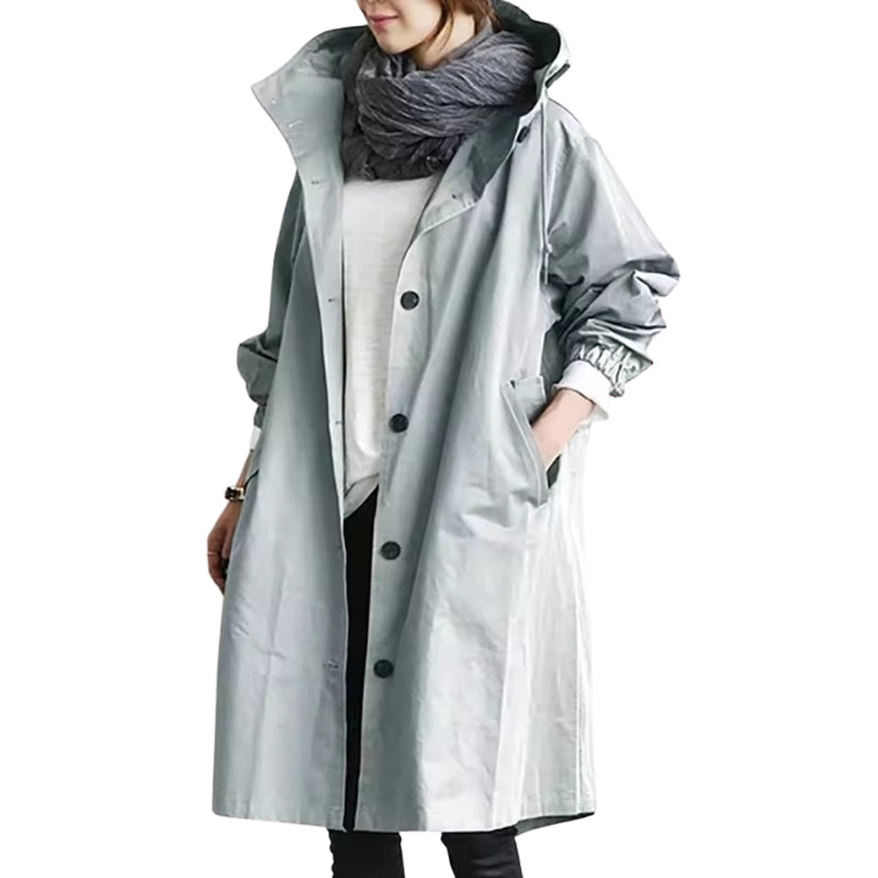 Anna Women’s Hooded Trench Coat – Lightweight Tailored Layer for Everyday Wear