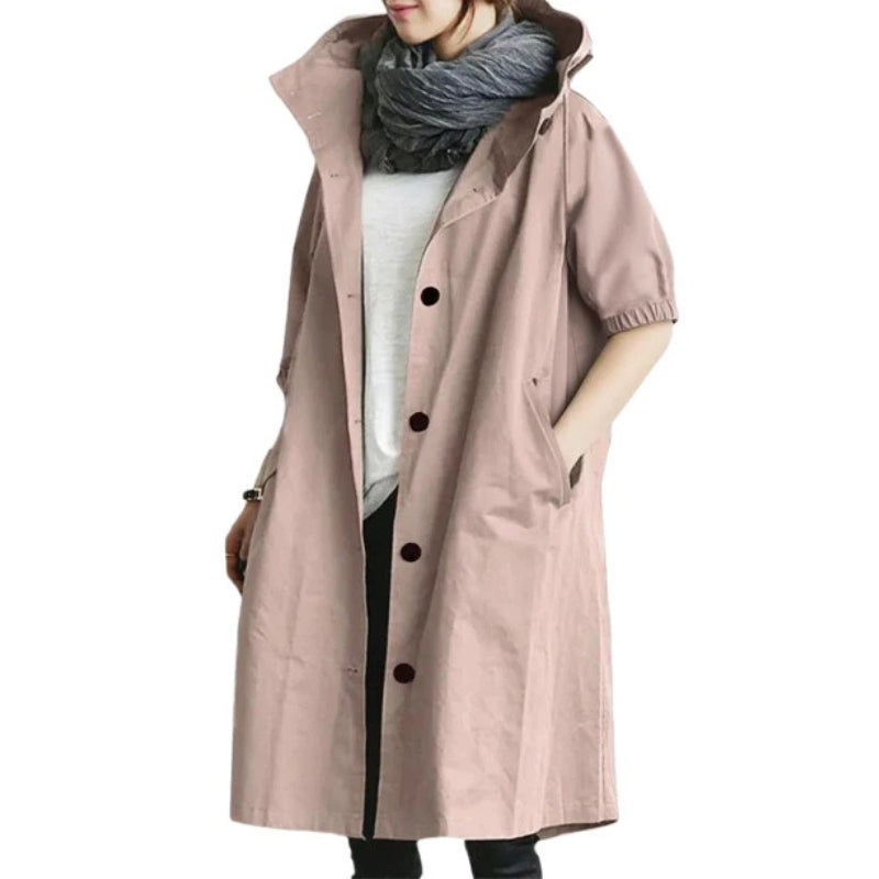 Anna Women’s Hooded Trench Coat – Lightweight Tailored Layer for Everyday Wear
