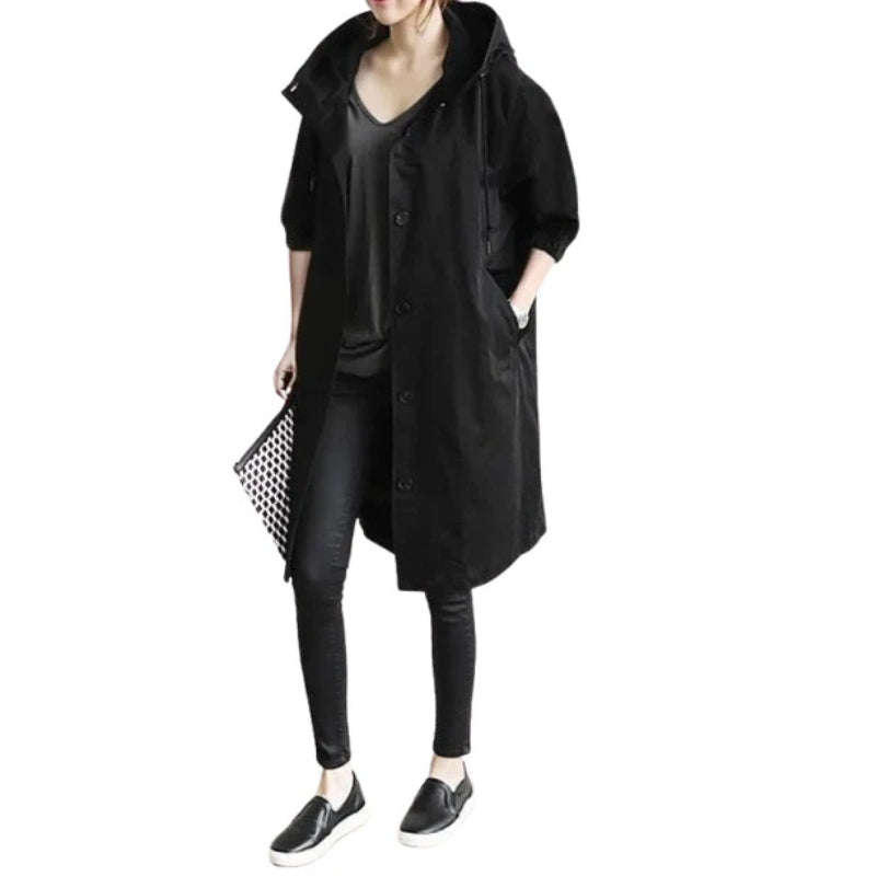 Anna Women’s Hooded Trench Coat – Lightweight Tailored Layer for Everyday Wear