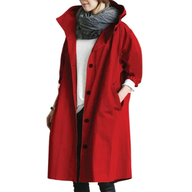 Anna Women’s Hooded Trench Coat – Lightweight Tailored Layer for Everyday Wear