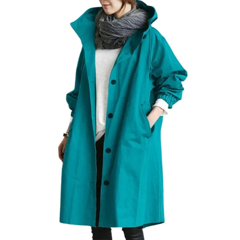 Anna Women’s Hooded Trench Coat – Lightweight Tailored Layer for Everyday Wear