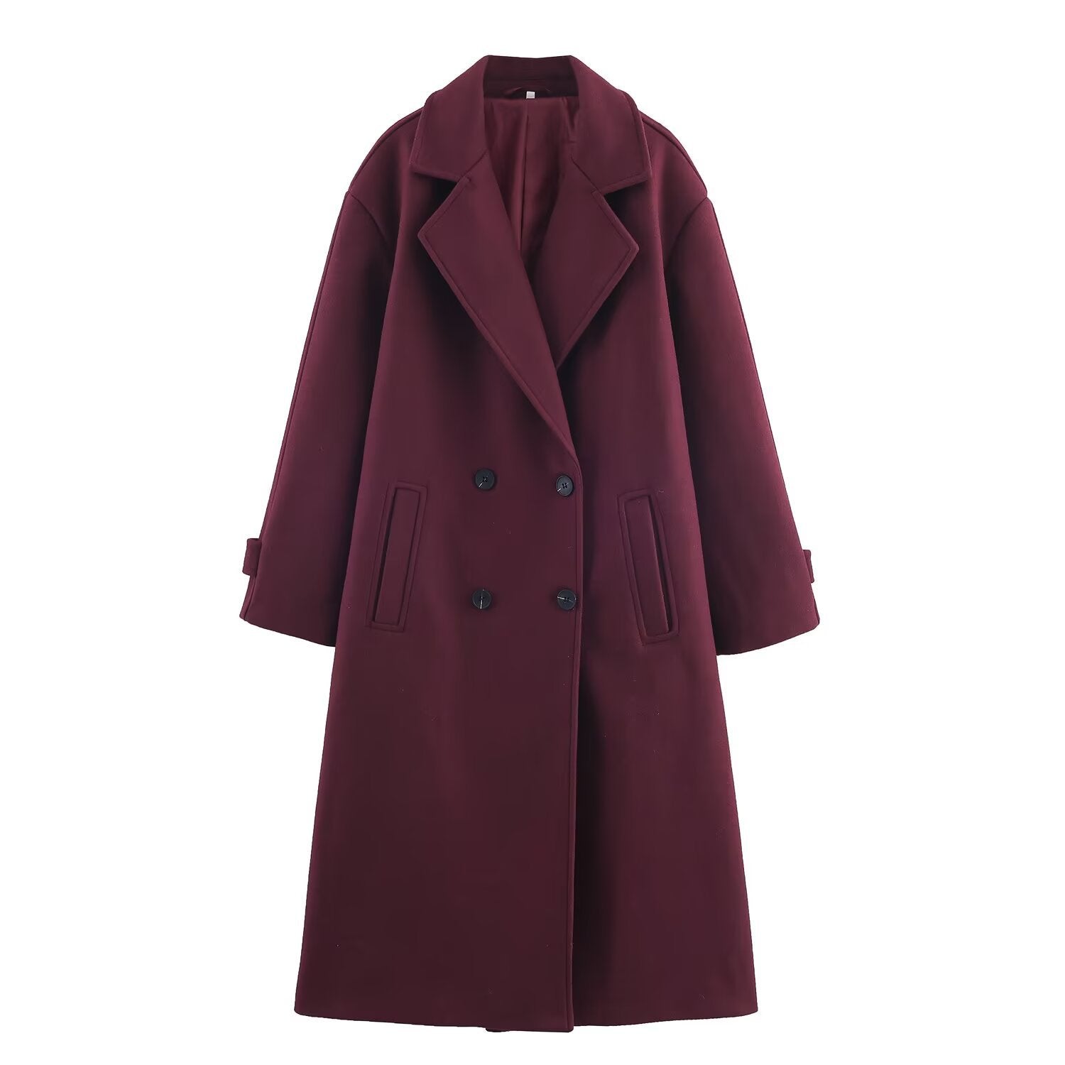 Amara Women’s Wool Coat – Elegant Double-Breasted Long Winter Overcoat