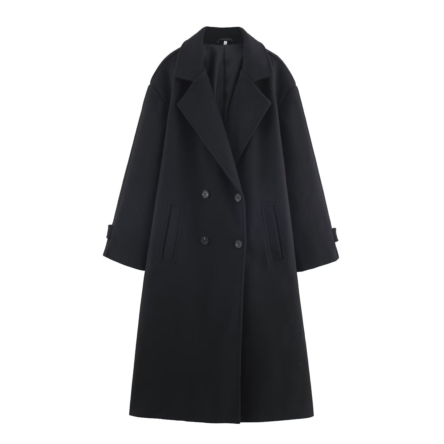 Amara Women’s Wool Coat – Elegant Double-Breasted Long Winter Overcoat